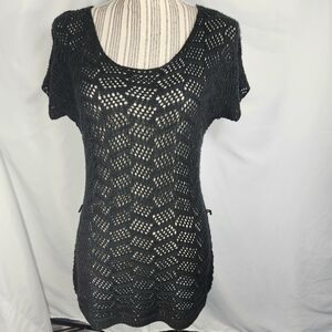 Questions by Say What Black Crocheted Beach / Swim Cover Up Size Medium